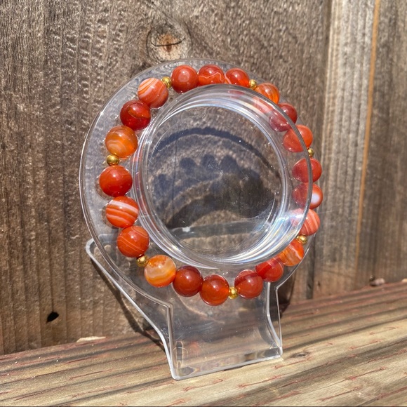 Carnelian Crystal Handmade Beaded Bracelet - Picture 3 of 5